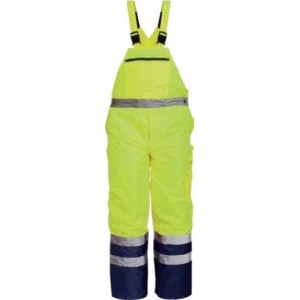 Imbracaminte de Protectie Reflectorizanta: Pantalon cu pieptar impermeabil de iarna reflectorizant (galbena) DENMARK