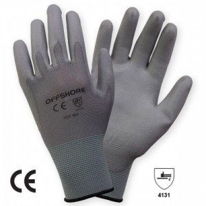 Manusi de Protectie Impregnate tricotate nylon, cu aplicatii din poliuretan pe palma FLEXIGREY, gri