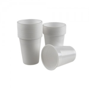 Pahare plastic albe 200ml, 100/set