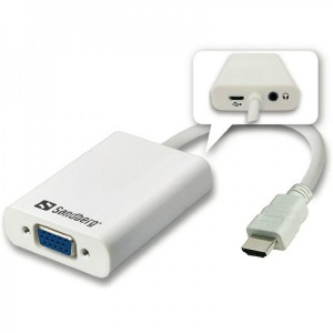 Sandberg 1x HDMI Male - 1x VGA Female + 1x Jack 3.5mm Female + 1x microUSB 2.0 Female alimentare, alb