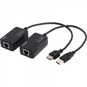 Logilink 1x USB 2.0 Male + 1x RJ-45 Female - 1x USB 2.0 Female + 1x RJ-45 Female, 0.3m, negru