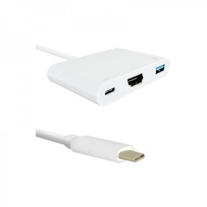 Qoltec 1x USB 3.1 tip C Male - 1x HDMI Female + 1x USB 3.1 tip C Male + 1x USB 3.0 Female