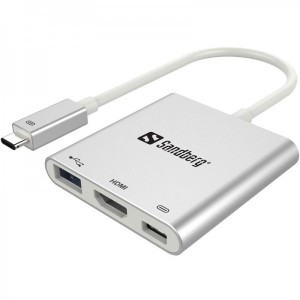 Sandberg 1x USB 3.1 tip C Male - 1x HDMI Female + 1x USB 3.1 tip C Male + 1x USB 3.0 Female