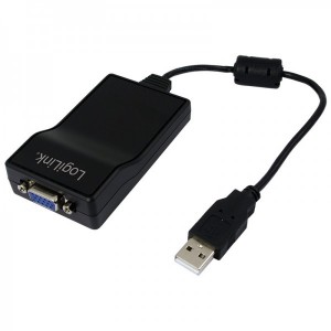 Logilink 1x USB 2.0 Male - 1x VGA Female negru